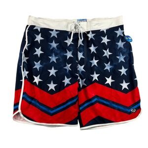 Wave Zone Board‎ Shorts Men XXL American Flag UPF 50 UV Protection NEW with Tags
